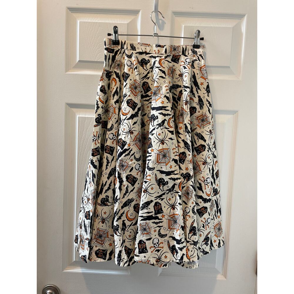 Unique Vintage X Magnolia Place Halloween Print Swing Skirt Sz S #46